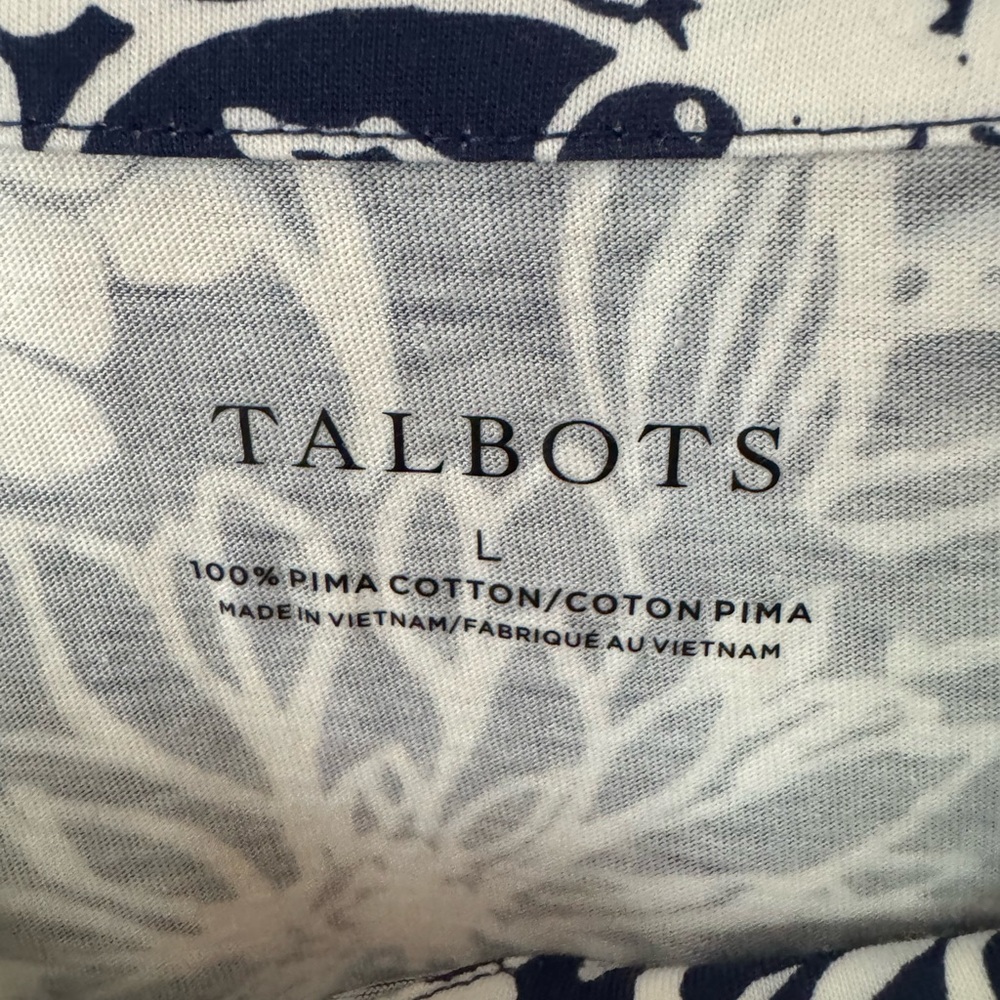 Talbots short sleeve floral pima cotton Tee, Large - Picture 3 of 4